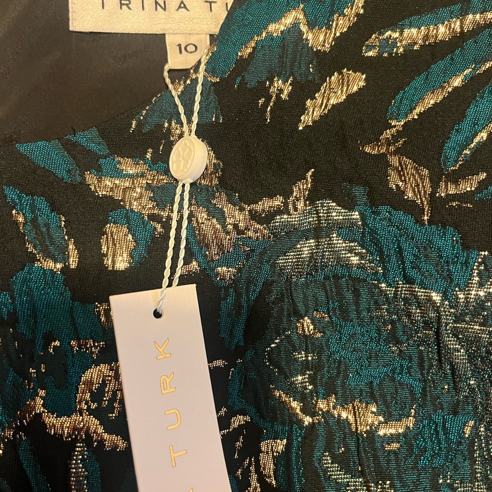 NWT New Trina Turk Moonrise metallic jacquard dress Size 10 $398 - Picture 4 of 4